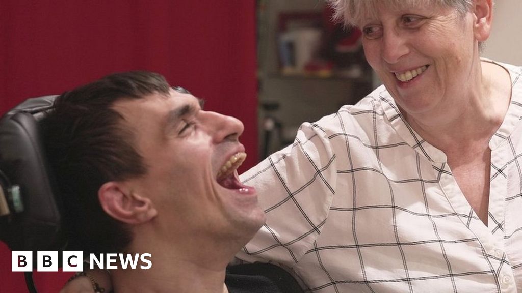 Mother covers 144 hours of care a week for disabled son - BBC News